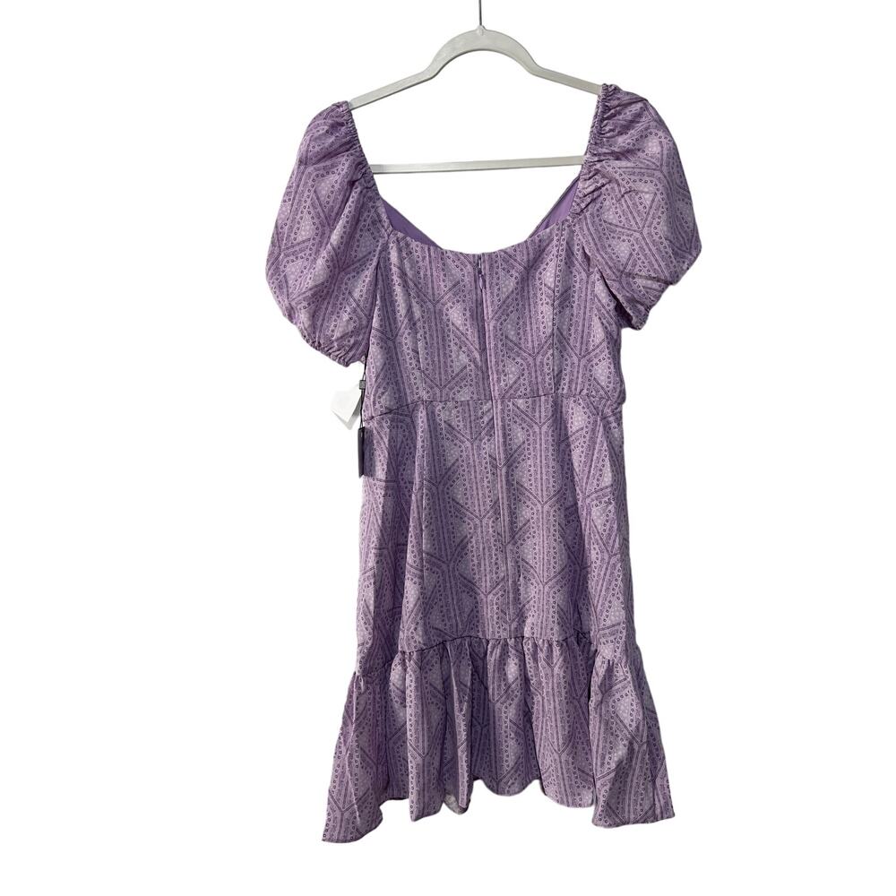 Laundry Womens 4 Purple Floral Ruffle Puff Sleeve Mini Dress Swiftie Lover era - Picture 2 of 11